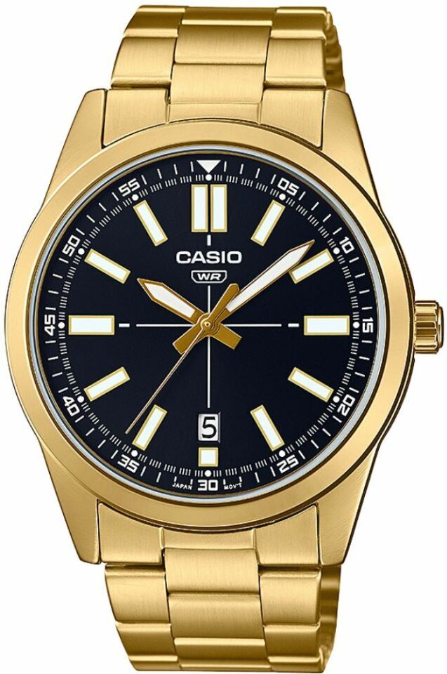 Casio MTP-VD02G-1EUDF Quartz Çelik Altın Rengi Siyah Kadran 41 mm Erkek Kol Saati