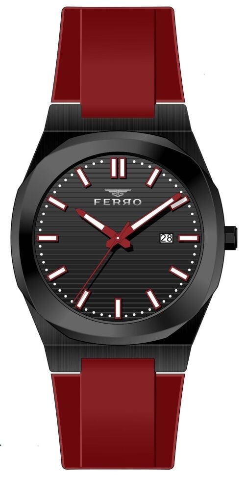 Ferro 41 mm Bordo Silikon Kordon Erkek Kol Saati F11340D-ZK F11340D-ZK