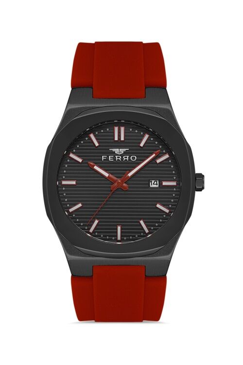 Ferro 41 mm Bordo Silikon Kordon Erkek Kol Saati F11340D-ZK F11340D-ZK