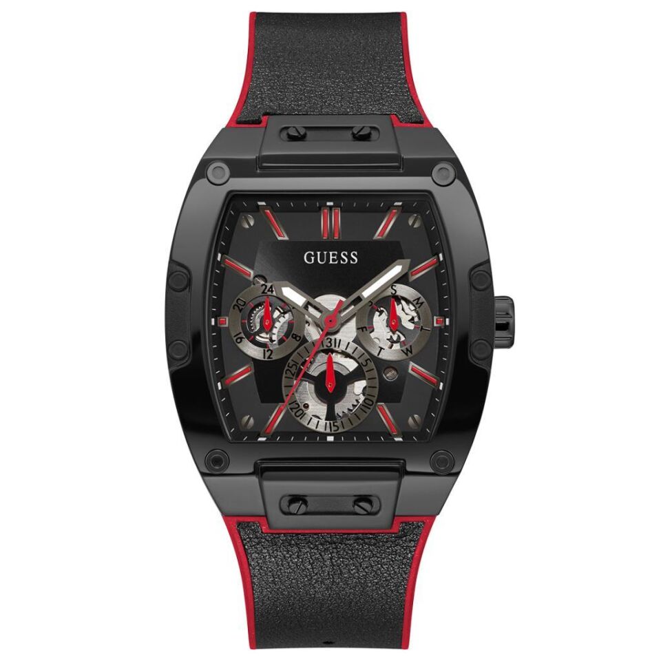 Guess GUGW0202G7 Quartz Silikon Siyah/Kırmızı 10 ATM 43 mm Erkek Kol Saati