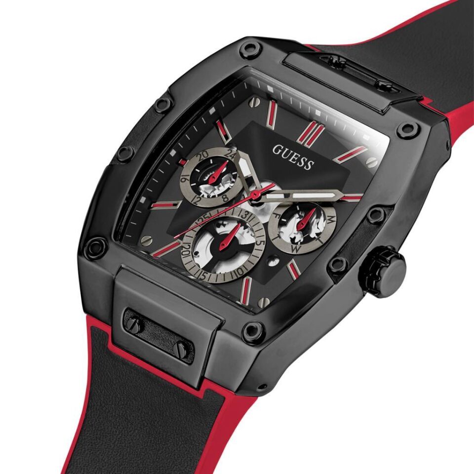 Guess GUGW0202G7 Quartz Silikon Siyah/Kırmızı 10 ATM 43 mm Erkek Kol Saati