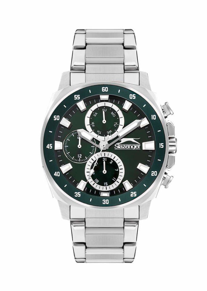 Slazenger SL.09.2381.2.03 Quartz Çelik Gri Yeşil Kadran 44 mm Erkek Kol Saati