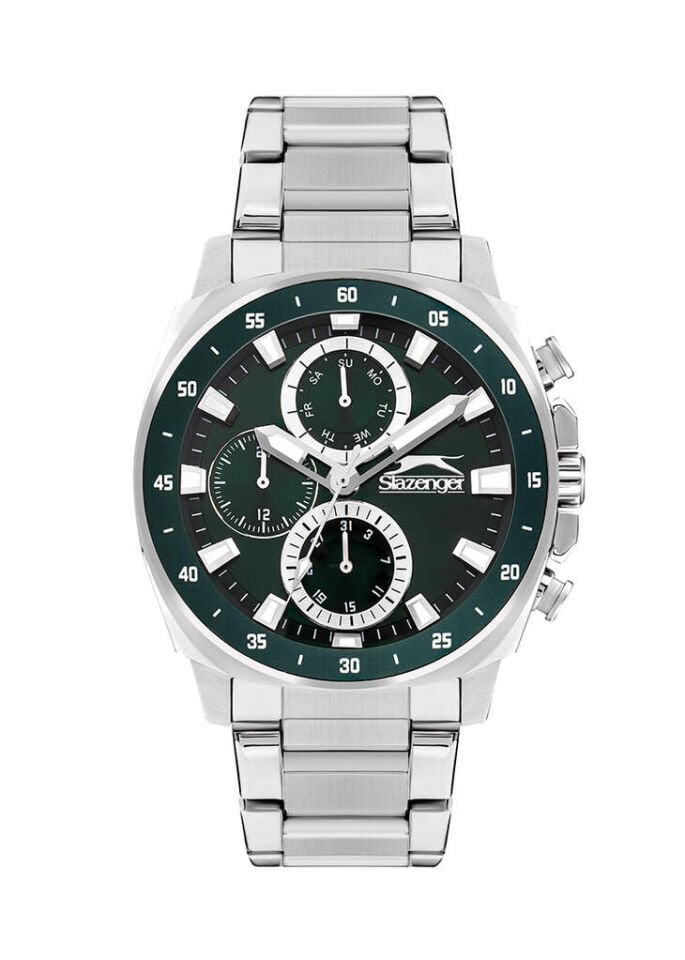 Slazenger SL.09.2381.2.03 Quartz Çelik Gri Yeşil Kadran 44 mm Erkek Kol Saati