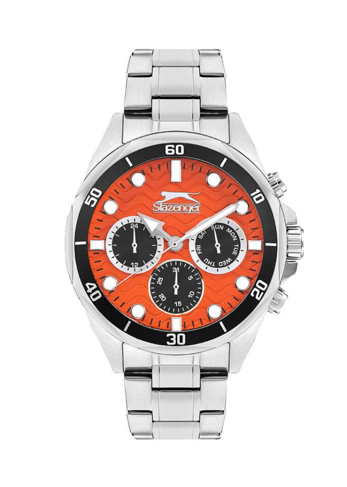 Slazenger SL.09.2383.2.05 Quartz Çelik Gri Turuncu Kadran 45 mm Erkek Kol Saati