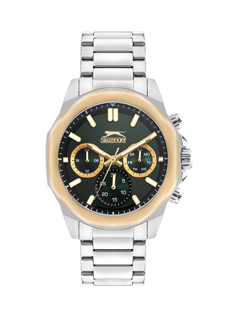 Slazenger SL.09.2388.2.02 Quartz Çelik Gri Yeşil Kadran 44 mm Erkek Kol Saati