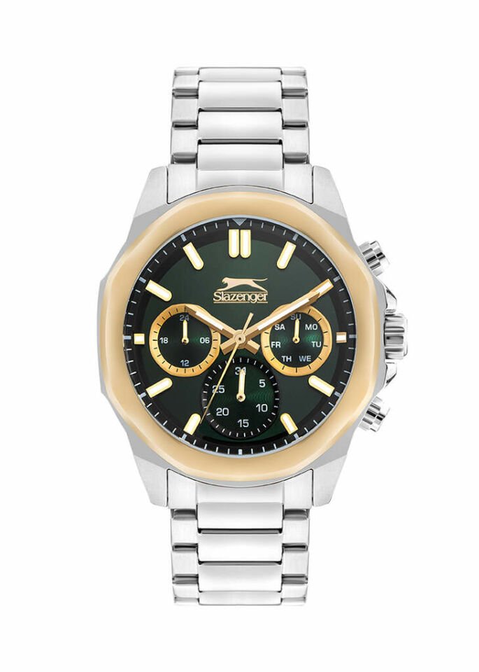 Slazenger SL.09.2388.2.02 Quartz Çelik Gri Yeşil Kadran 44 mm Erkek Kol Saati