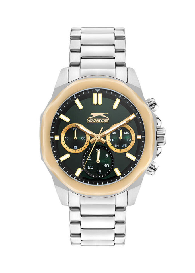 Slazenger SL.09.2388.2.02 Quartz Çelik Gri Yeşil Kadran 44 mm Erkek Kol Saati