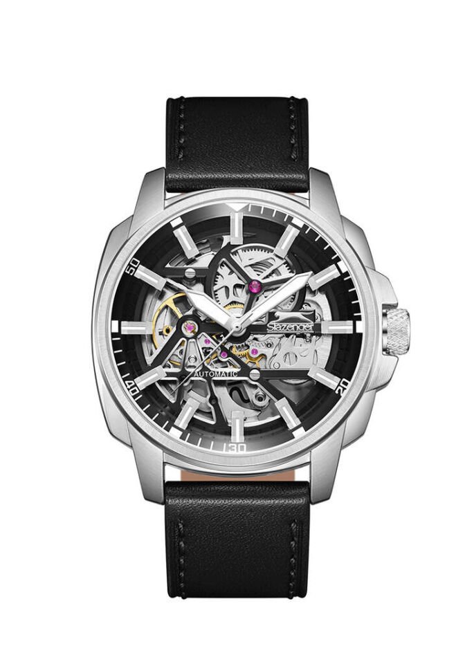 Slazenger SL.09.2435.1.02 Otomatik Deri Siyah 43 mm Erkek Kol Saati