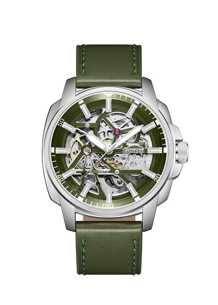 Slazenger SL.09.2435.1.03 Otomatik Deri Yeşil 43 mm Erkek Kol Saati