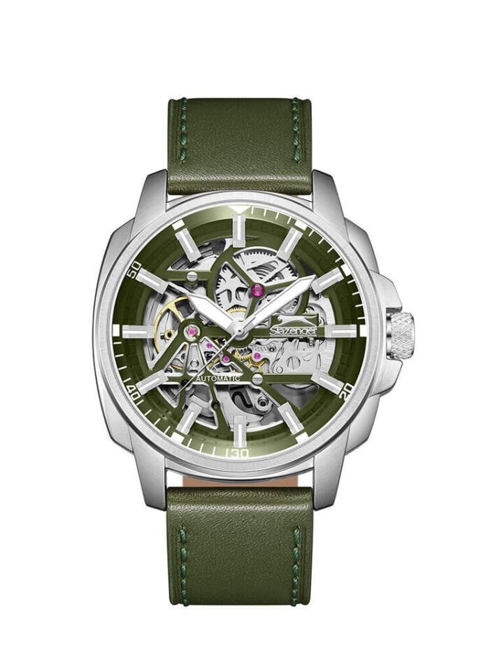 Slazenger SL.09.2435.1.03 Otomatik Deri Yeşil 43 mm Erkek Kol Saati