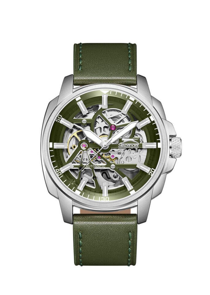 Slazenger SL.09.2435.1.03 Otomatik Deri Yeşil 43 mm Erkek Kol Saati