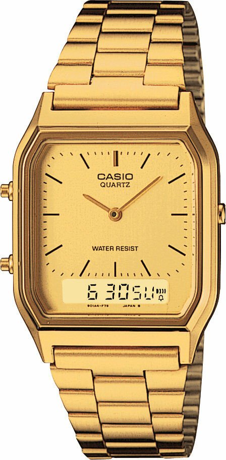 Casio Retro AQ-230GA-9DMQ Quartz Çelik Altın Rengi 28 mm Erkek Kol Saati