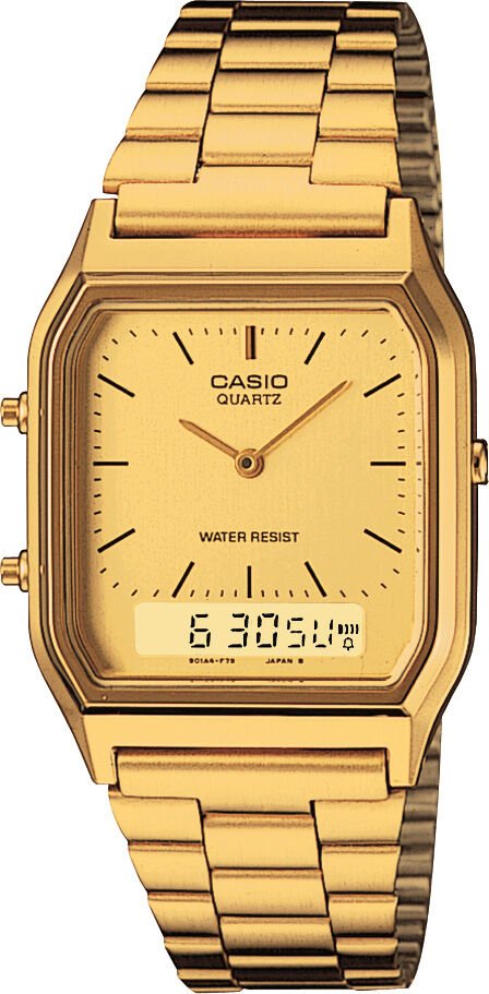 Casio Retro AQ-230GA-9DMQ Quartz Çelik Altın Rengi 28 mm Erkek Kol Saati