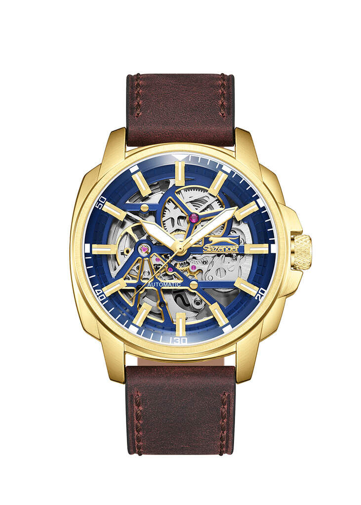 Slazenger SL.09.2435.1.05 Otomatik Deri Kahverengi 43 mm Erkek Kol Saati