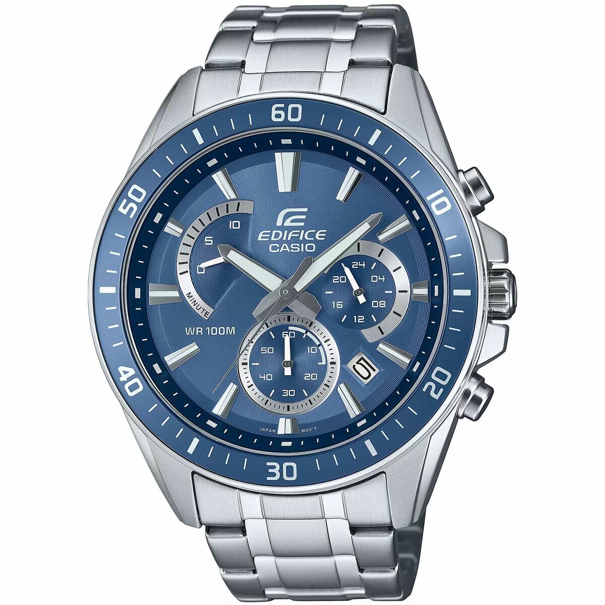 Casio EFR-552D-2AVUDF Edifice Quartz Çelik Gri Mavi Kadran 10 ATM 47 mm Erkek Kol Saati