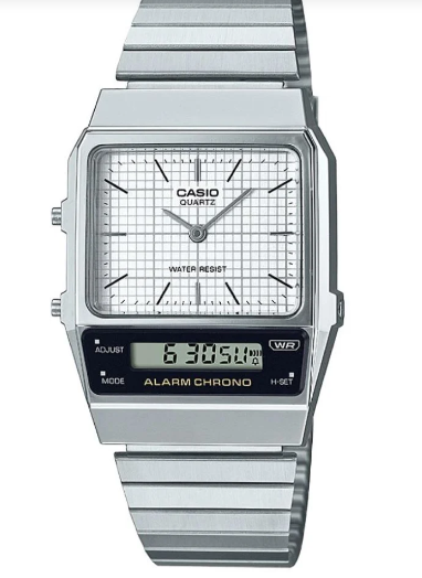Casio AQ-800E-7ADF Retro Quartz Analog/Dijital Çelik Gri Beyaz Kadran 32 mm Kadın Kol Saati