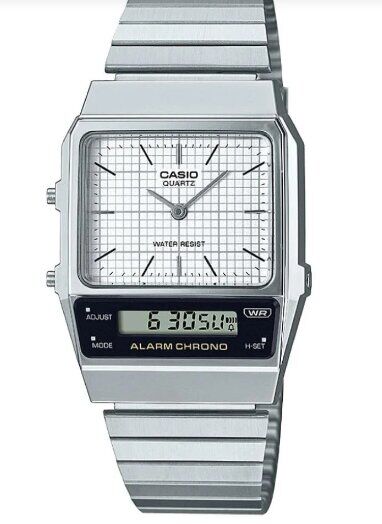 Casio AQ-800E-7ADF Retro Quartz Analog/Dijital Çelik Gri Beyaz Kadran 32 mm Kadın Kol Saati