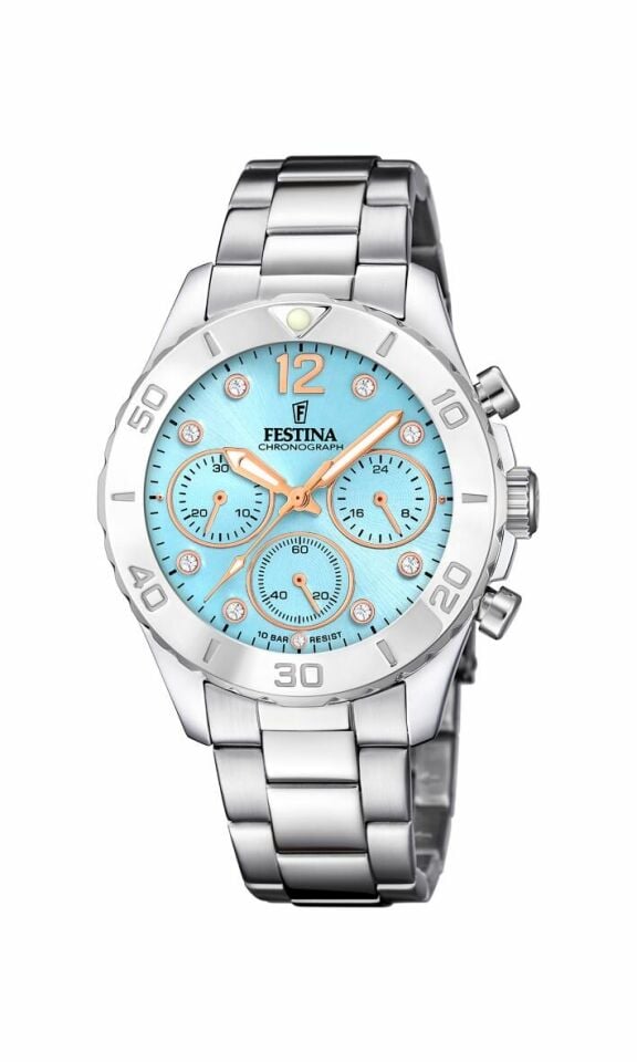 Festina F20603/4 Quartz Çelik Gri Mavi Kadran 39 mm Kadın Kol Saati