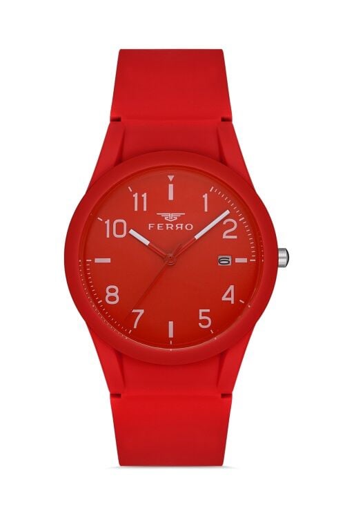 Ferro F11341D-ZM Silikon Kırmızı 39 mm Erkek Kol Saati