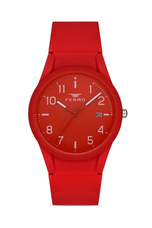 Ferro F11341D-ZM Silikon Kırmızı 39 mm Erkek Kol Saati