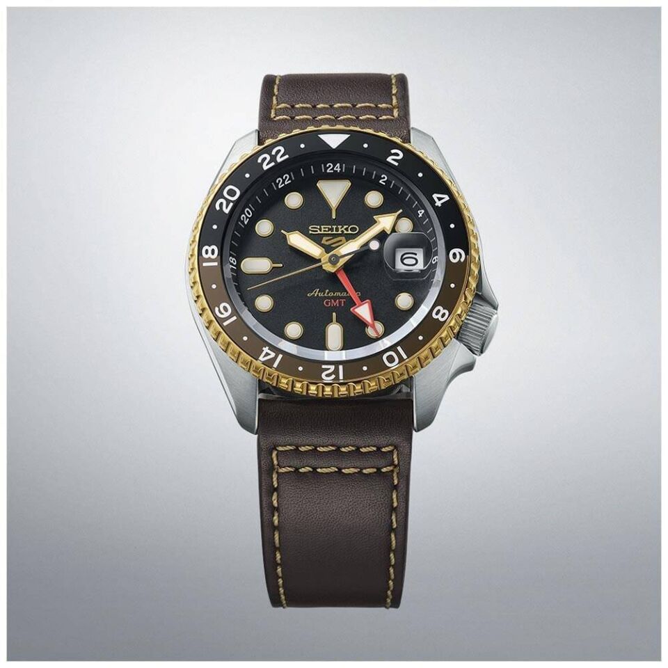 Seiko 5 SSK036K1 Otomatik Deri Kahverengi 10 ATM 43 mm Erkek Kol Saati