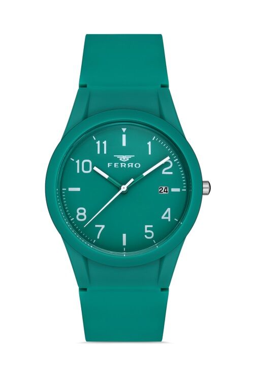 Ferro F11341D-ZG Silikon Turkuaz 39 mm Erkek Kol Saati
