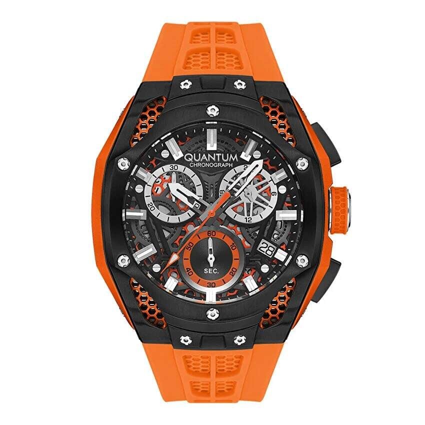 Quantum HNG1102.650 Quartz Kronograf Silikon Siyah 10 ATM 46 mm Erkek Kol Saati