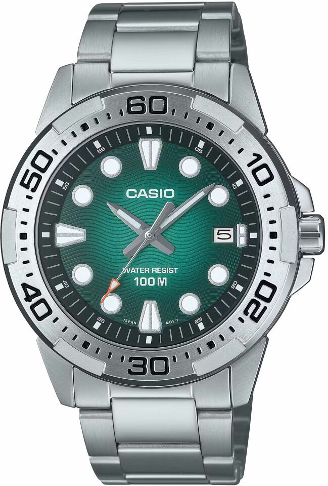 Casio MTD-140D-3AVDF Quartz Çelik Gri Yeşil Kadran 10 ATM 44 mm Erkek Kol Saati