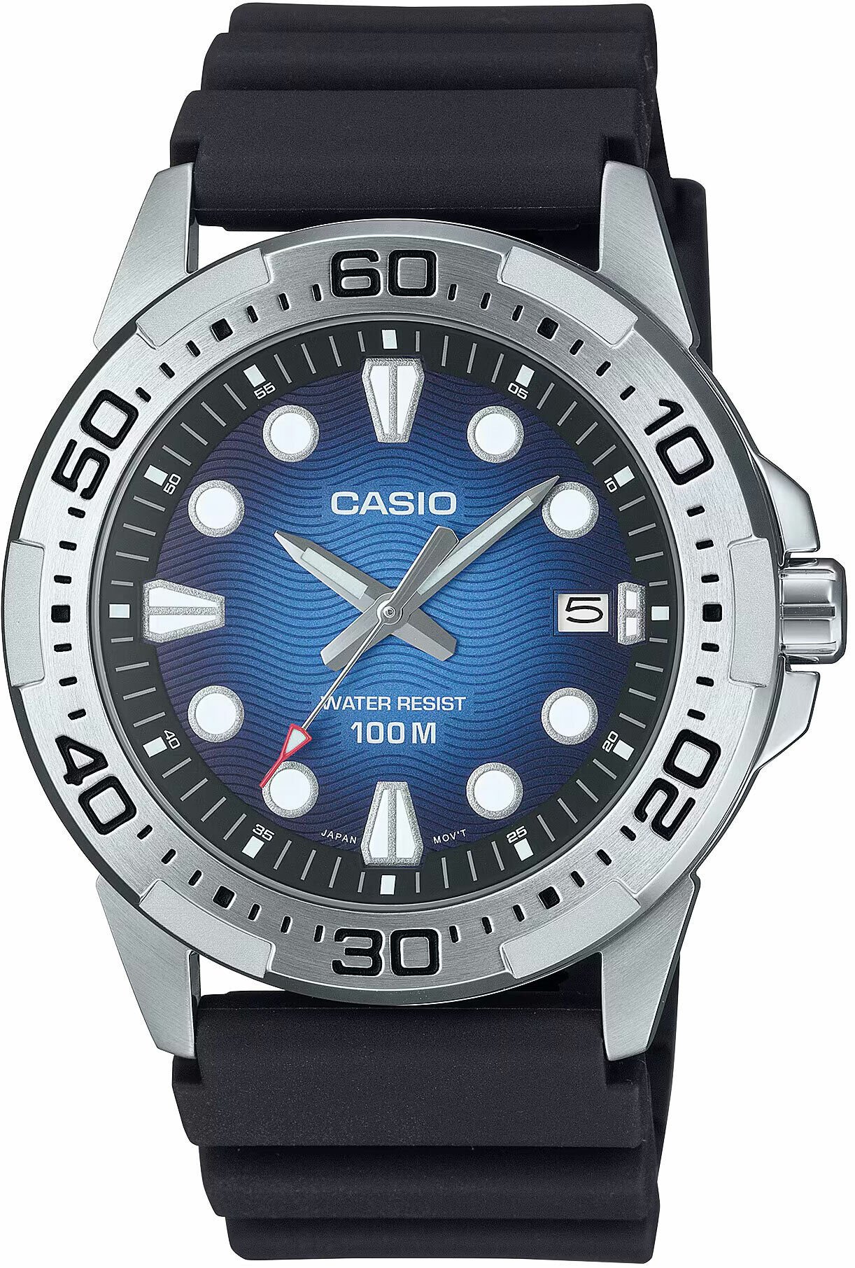 Casio MTD-140-2AVDF Quartz Silikon Siyah Mavi Kadran 10 ATM 44 mm Erkek Kol Saati