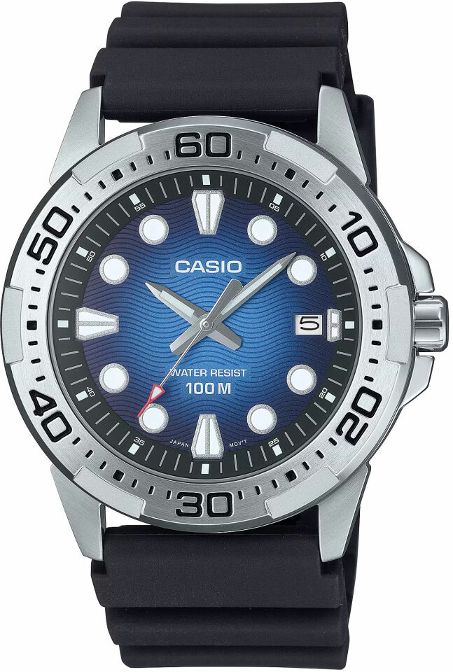 Casio MTD-140-2AVDF Quartz Silikon Siyah Mavi Kadran 10 ATM 44 mm Erkek Kol Saati