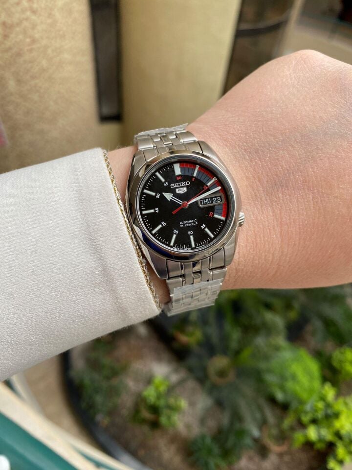 Seiko 5 Japan SNK375J1 36 mm Gri Çelik Otomatik Şeffaf Arka Kapaklı Erkek Kol Saati