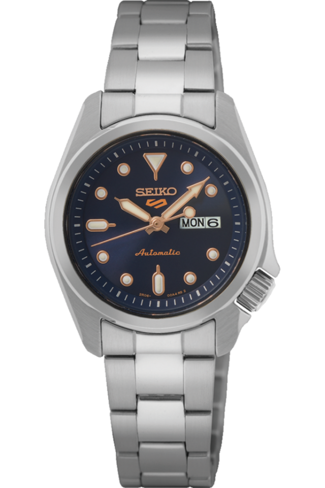 Seiko 5 SRE003K Otomatik Çelik Gri Lacivert Kadran10 ATM 28 mm Kadın Kol Saati
