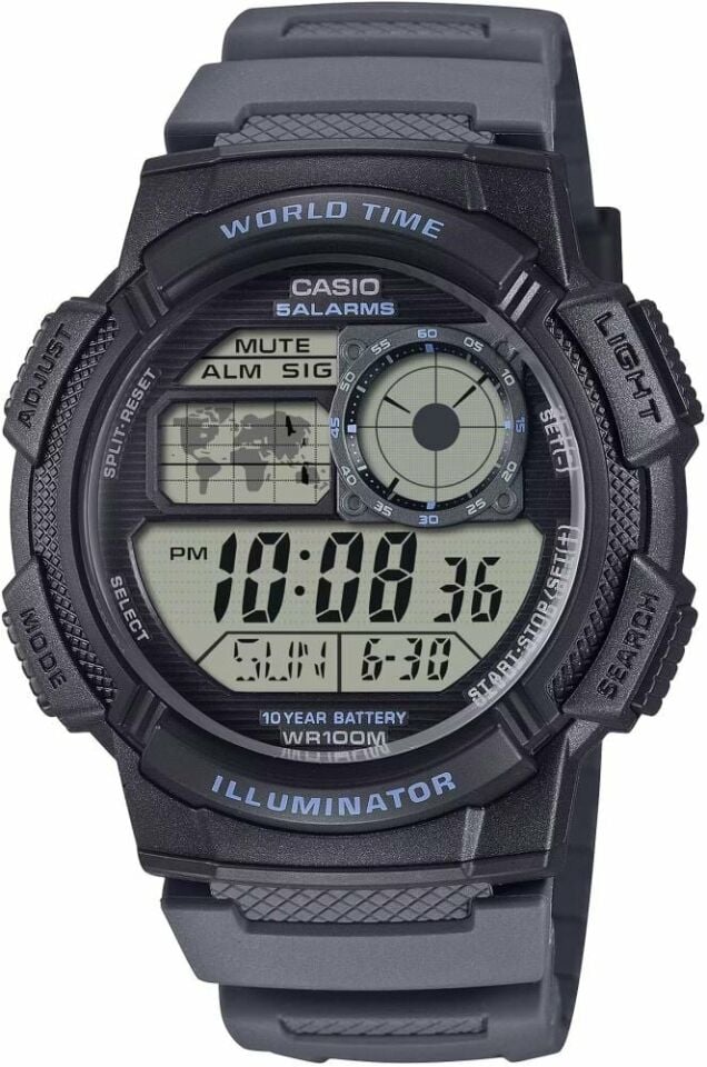 Casio AE-1000W-8AVDF Quartz Silikon Gri 45 mm Erkek Kol Saati