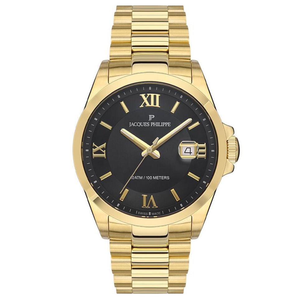 Jacques Philippe JPQGS332314 Swiss Made Safir Cam 41 mm Altın Rengi Erkek Kol Saati