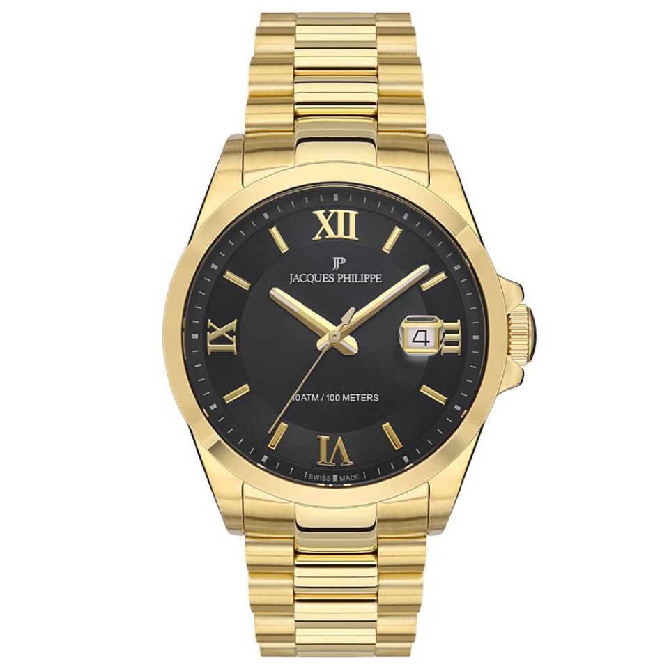 Jacques Philippe JPQGS332314 Swiss Made Safir Cam 41 mm Altın Rengi Erkek Kol Saati