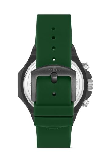 Ferro Yeşil Silikon Kordon Erkek Kol Saati FM31348D-ZF2 Tüm Fonksiyonları Aktif 3 ATM Su Geçirmez