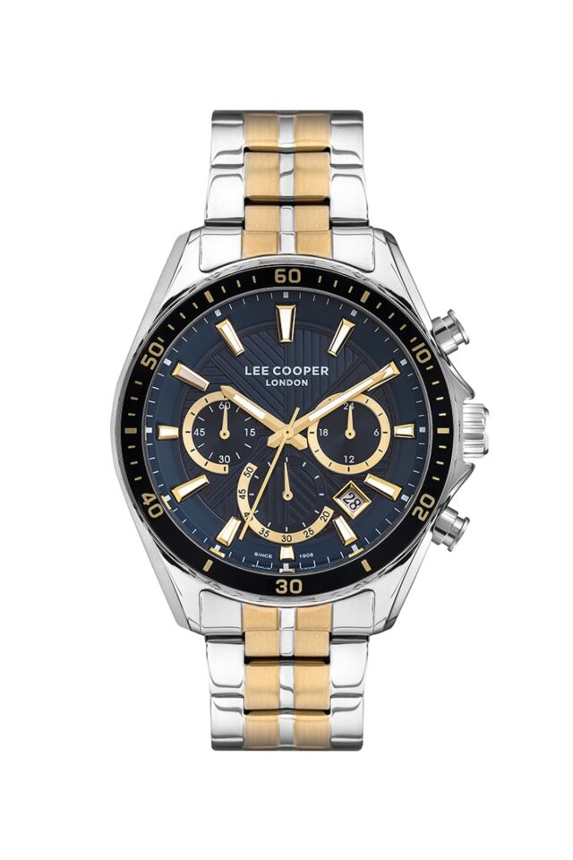 Lee Cooper Lc07256.291 Quartz Çelik Altın/Gri Lacivert Kadran 44 mm Erkek Kol Saati