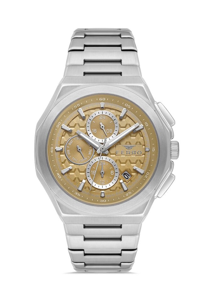 Ferro FM43024A-A7 Quartz Çelik Kahve Kadran 43 mm Erkek Ko Saati