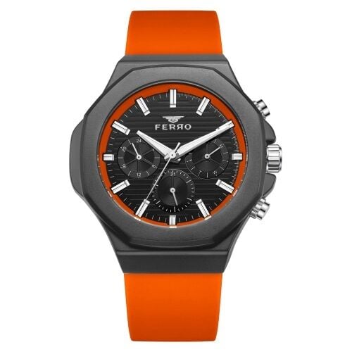 Ferro Turunucu Silikon Kordon Erkek Kol Saati FM31348D-ZL Fonksiyonları Aktif 3 ATM Su Geçirmez
