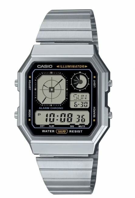 Casio A130WE-1ADF Retro Quartz Dijital Silikon Gri Siyah Kadran 34 mm Erkek Kol Saati