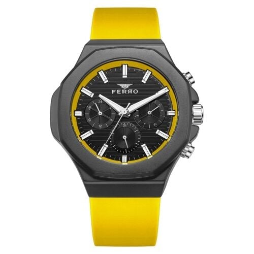 Ferro Sarı Silikon Kordon Erkek Kol Saati FM31348D-ZN Tüm Fonksiyonları Aktif 3 ATM Su Geçirmez