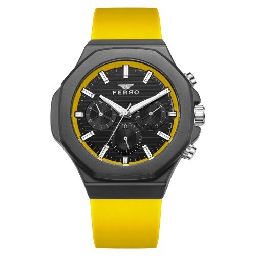 Ferro Sarı Silikon Kordon Erkek Kol Saati FM31348D-ZN Tüm Fonksiyonları Aktif 3 ATM Su Geçirmez