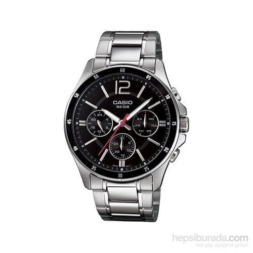 Casio MTP-1374D-1AVDF Quartz Çelik Gri Siyah Kadran 44 mm Erkek Kol Saati