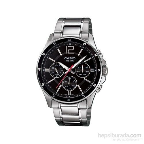 Casio MTP-1374D-1AVDF Quartz Çelik Gri Siyah Kadran 44 mm Erkek Kol Saati