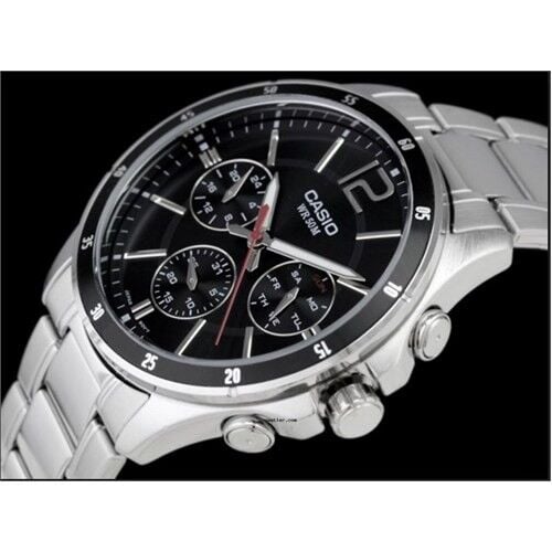 Casio MTP-1374D-1AVDF Quartz Çelik Gri Siyah Kadran 44 mm Erkek Kol Saati