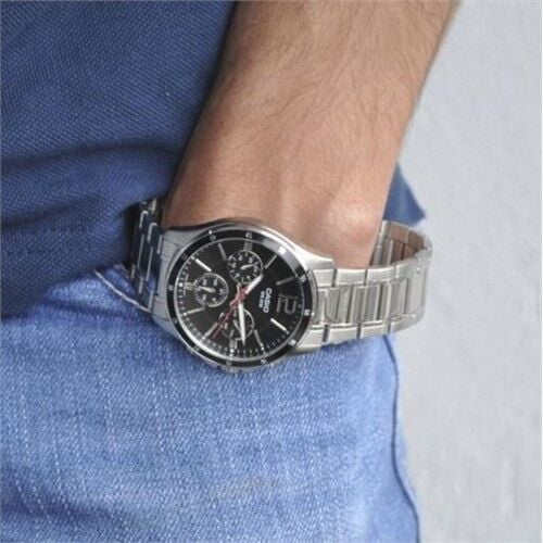 Casio MTP-1374D-1AVDF Quartz Çelik Gri Siyah Kadran 44 mm Erkek Kol Saati