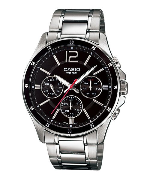 Casio MTP-1374D-1AVDF Quartz Çelik Gri Siyah Kadran 44 mm Erkek Kol Saati