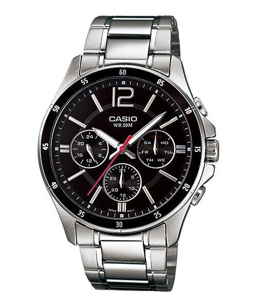 Casio MTP-1374D-1AVDF Quartz Çelik Gri Siyah Kadran 44 mm Erkek Kol Saati