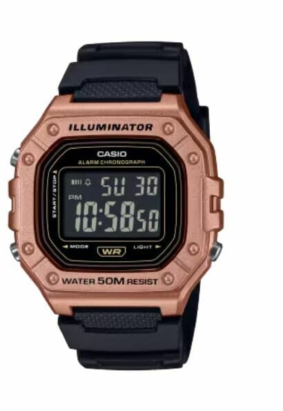 Casio W-218HM-5BVDF Quartz Silikon Siyah 43 mm Erkek Kol Saati
