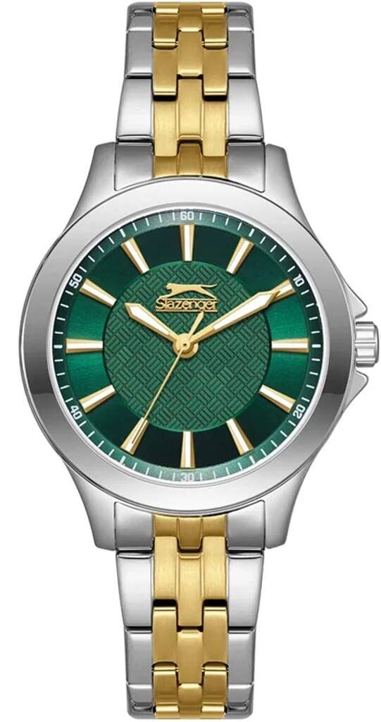 Slazenger SL.09.2349.3.05 Quartz Çelik Altın/Gri Yeşil Kadran 30 mm Kadın Kol Saati